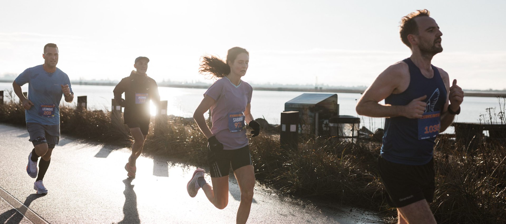 Icebreaker participants run along the Steveston waterfront